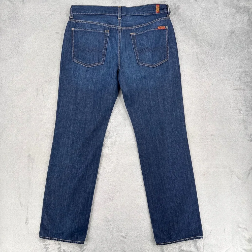 7 For All Mankind Standard Mens Sz 34 Straight Leg Jeans Classic Dark Wash Blue